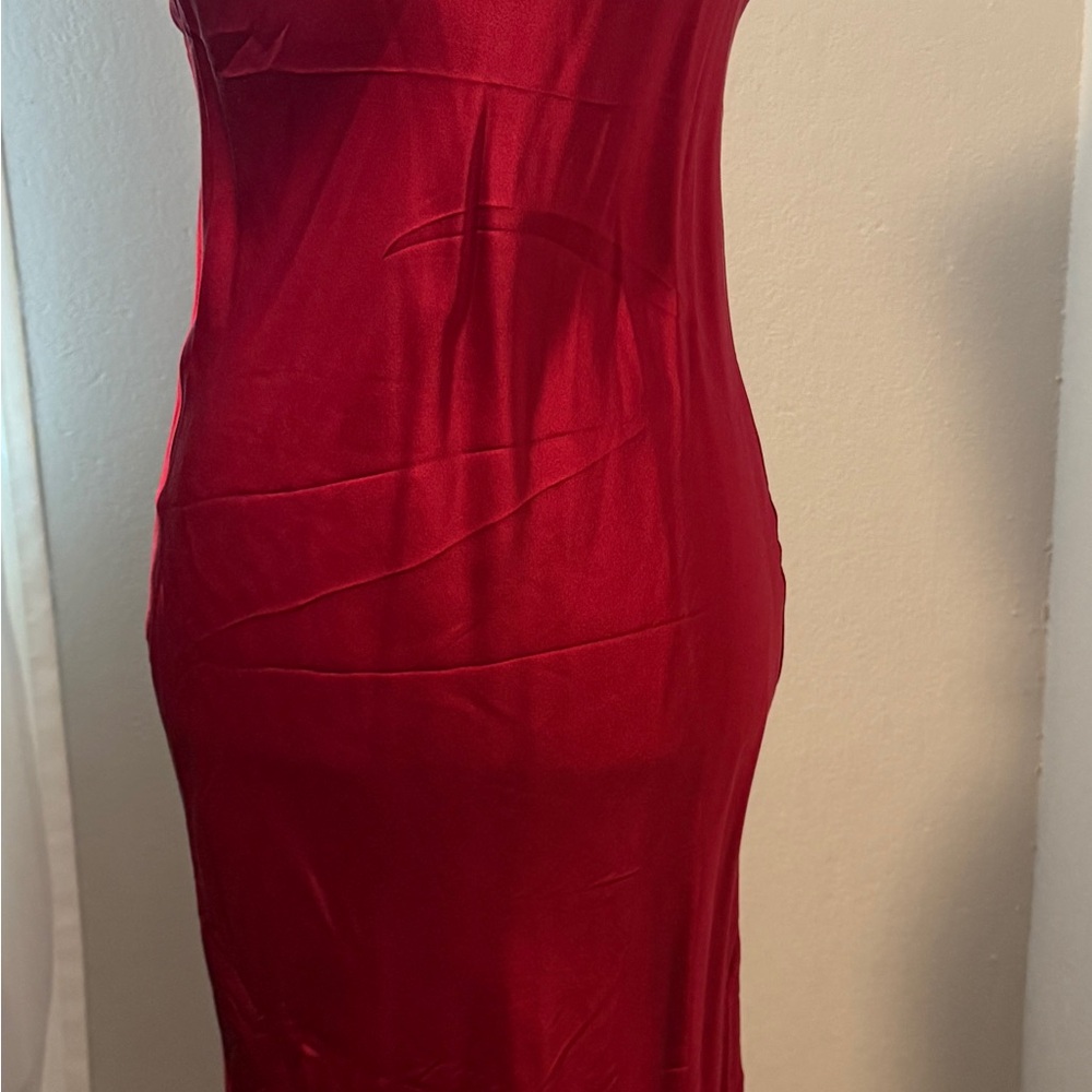 Elegant dark red silk dress - Picture 4 of 4